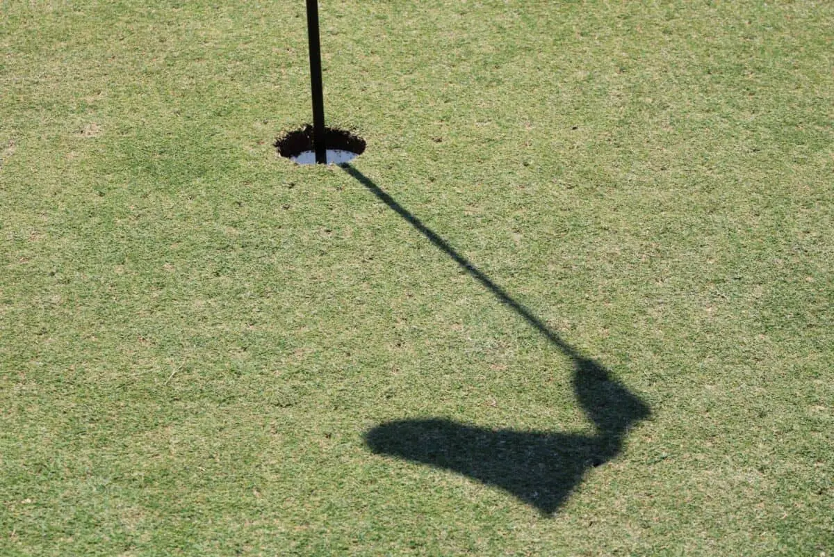 Golf flag in a golf hole