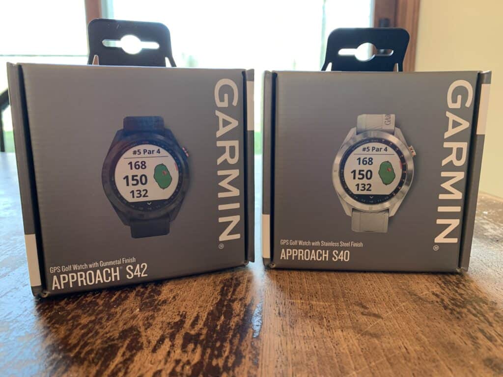 Garmin Golf watches in their packaging