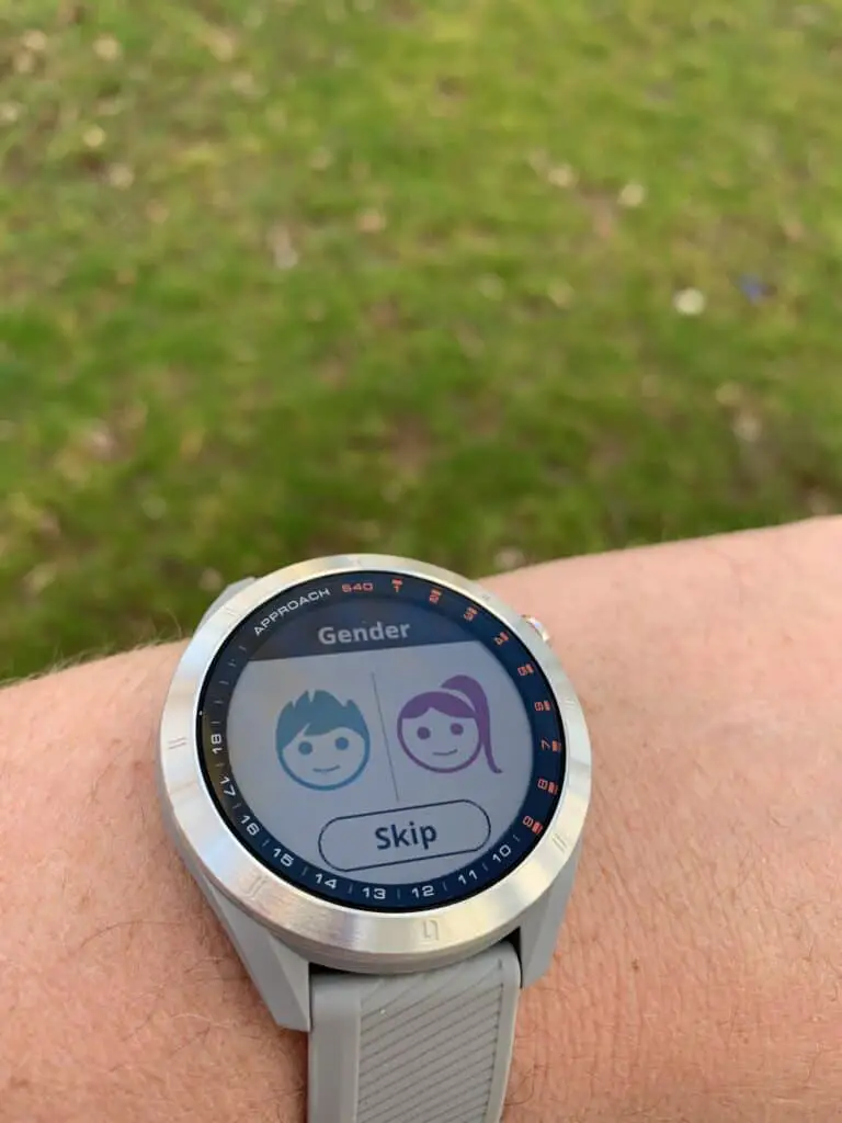 Gender options during the set up of your watch